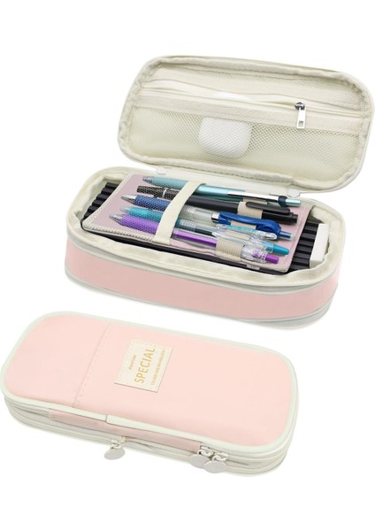 Ofis ve Okul Için Fermuarlı Büyük Kapasiteli Kalem Kutusu, Pembe (Yurt Dışından)