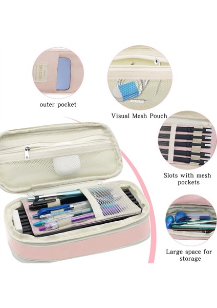 Ofis ve Okul Için Fermuarlı Büyük Kapasiteli Kalem Kutusu, Pembe (Yurt Dışından) modelleri