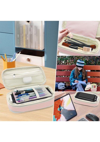 Ofis ve Okul Için Fermuarlı Büyük Kapasiteli Kalem Kutusu, Pembe (Yurt Dışından) fırsatları