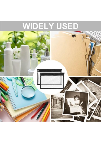 16 Adet Şeffaf Fermuarlı Keseler Kozmetik Cüzdan Kalem Düzenleme Siyah (Yurt Dışından) modelleri