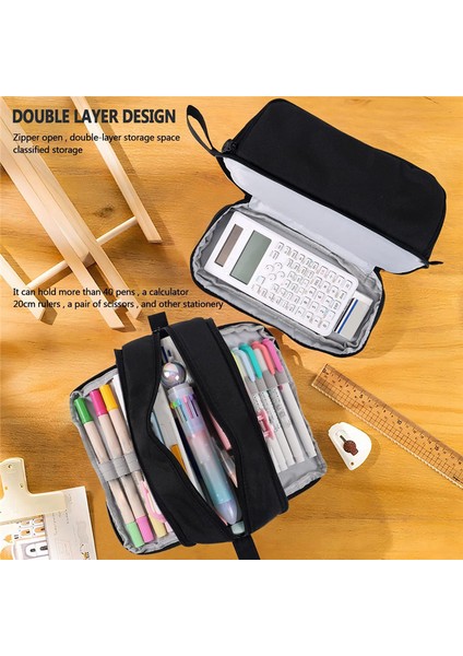 Büyük Kapasiteli Kalem Kutusu Kalem Kesesi Kalem Çantası,siyah (Yurt Dışından) fırsatları