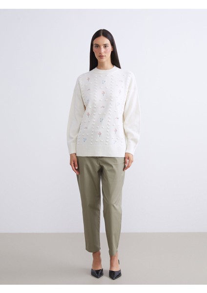 Yeni Sezon Bisiklet Yaka Çiçekli Kadın Triko Tunik fiyatları