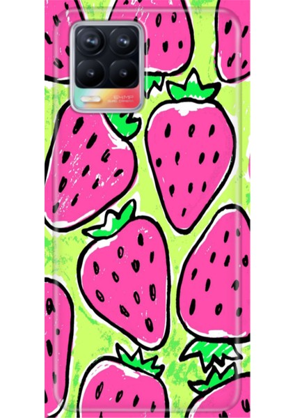 Realme 8 / Realme 8 Pro Kılıf Renkli Esnek Silikon Çilek