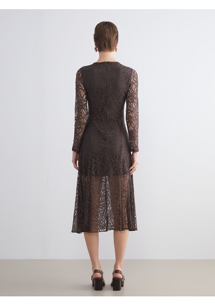 Yeni Sezon Bisiklet Yaka Dantelli Elbise fırsatları