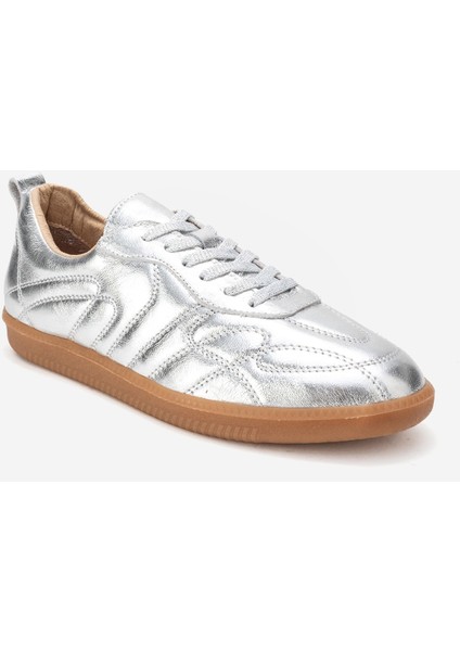 Kadın Düz Taban Bağcıklı Spor Ayakkabı Gerçek Deri Rc Zenit Gümüş modelleri