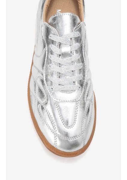 Kadın Düz Taban Bağcıklı Spor Ayakkabı Gerçek Deri Rc Zenit Gümüş fırsatları
