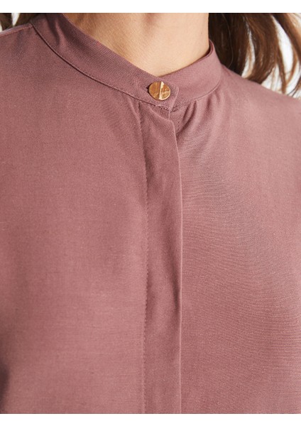 Yeni Sezon Hakim Yaka Keten Karışımlı Kadın Tunik modelleri