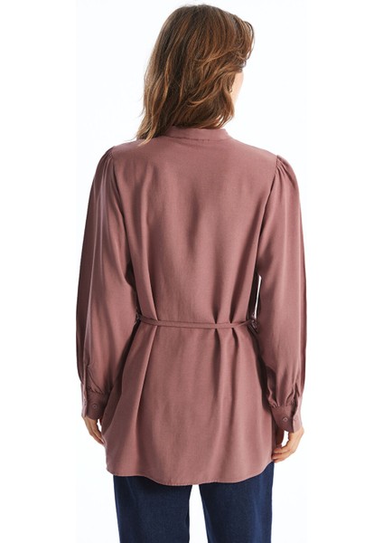 Yeni Sezon Hakim Yaka Keten Karışımlı Kadın Tunik fırsatları