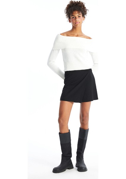 Yeni Sezon Kadın Beli Fermuarlı Düz Şort Etek