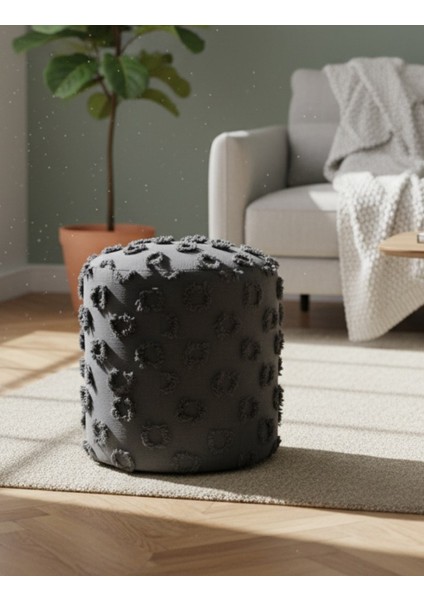 Astrid Dokuma Puf - Antrasit