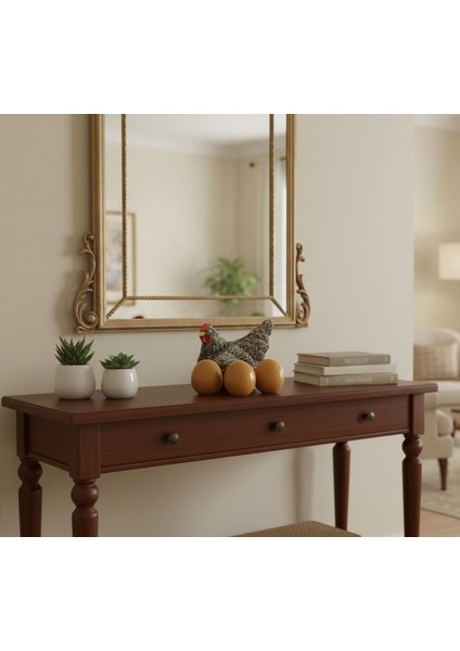 Dekoratif Tavuk ve Yumurtalar Biblo Seti - Bereket ve Bolluk Temalı Gri Tavuk Figürü