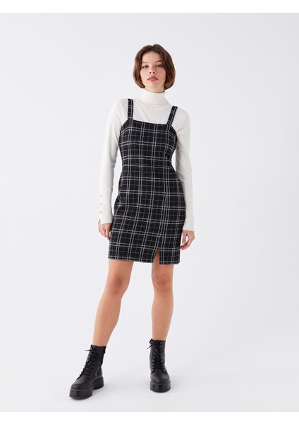 Yeni Sezon Kare Yaka Ekose Askılı Kadın Salopet Elbise modelleri
