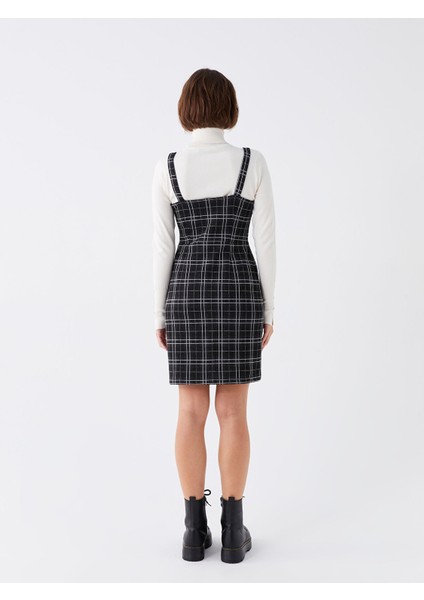 Yeni Sezon Kare Yaka Ekose Askılı Kadın Salopet Elbise indirimleri