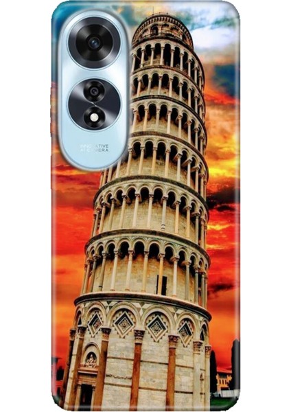 Oppo A60 Kılıf (CPH2631) Uyumlu Silikon Desenli Kalıplı Ermer Pizza Kulesi