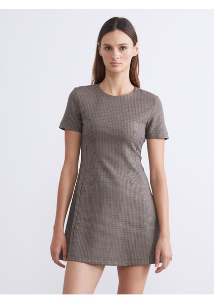 Yeni Sezon Bisiklet Yaka Ekose Mini Elbise fiyatları