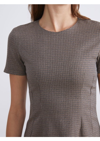 Yeni Sezon Bisiklet Yaka Ekose Mini Elbise modelleri