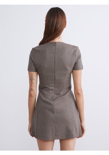 Yeni Sezon Bisiklet Yaka Ekose Mini Elbise fırsatları