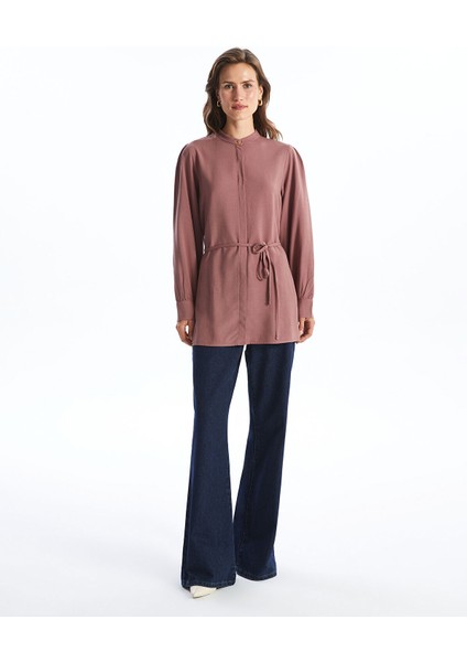 Yeni Sezon Hakim Yaka Keten Karışımlı Kadın Tunik fiyatları