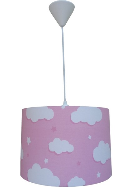 Pembe Bulutlu 2.li Set M-479 Kumaş Kaplama Genç ve Çocuk Odası Avize ve Abajur Takımı fiyatları