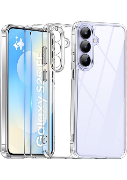 Samsung Galaxy S25 Fe Şeffaf Kılıf & Cam Ekran Koruyucu Seti