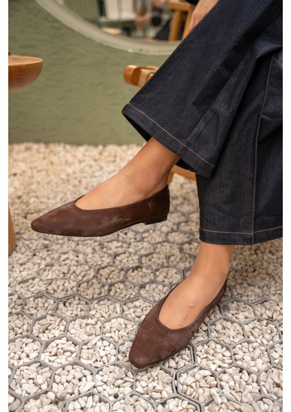 Joset Acı Kahve Küt Burun Düz Kadın Babet modelleri