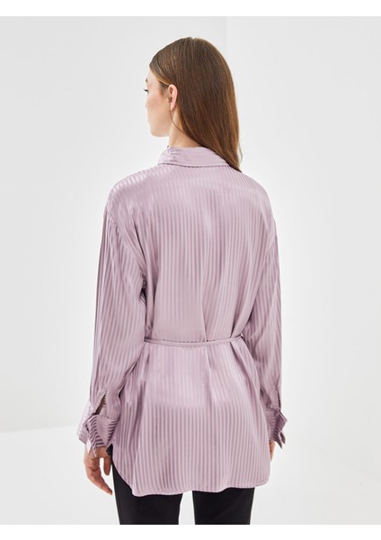 Yeni Sezon Çizgili Oversize Saten Kadın Gömlek Tunik fırsatları