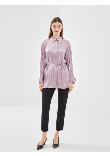Yeni Sezon Çizgili Oversize Saten Kadın Gömlek Tunik fiyatları