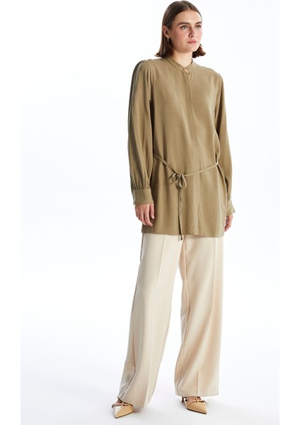 Yeni Sezon Hakim Yaka Keten Karışımlı Kadın Tunik fiyatları