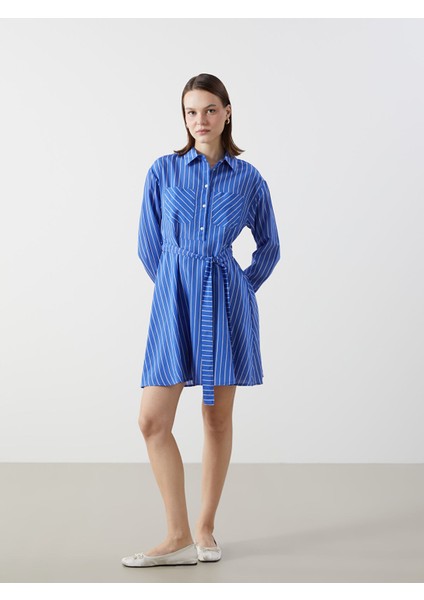 Yeni Sezon Gömlek Yaka Çizgili Poplin Elbise fiyatları