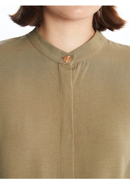 Yeni Sezon Hakim Yaka Keten Karışımlı Kadın Tunik modelleri