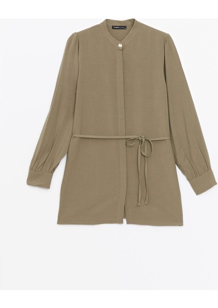 Yeni Sezon Hakim Yaka Keten Karışımlı Kadın Tunik indirimleri