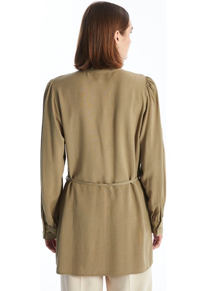 Yeni Sezon Hakim Yaka Keten Karışımlı Kadın Tunik fırsatları