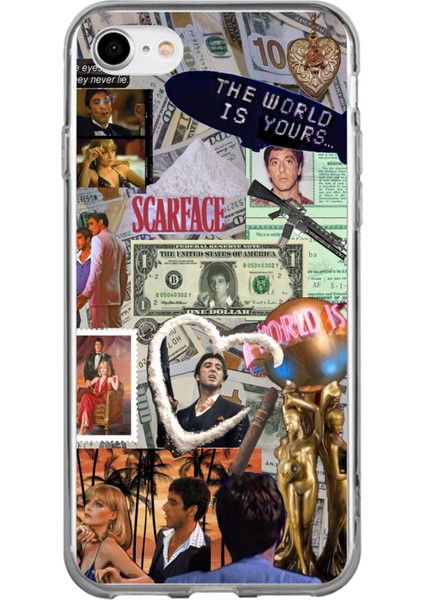 iPhone 6 - 6s Uyumlu Scarface Kolaj Tasarımlı Baskılı Silikon Kılıf