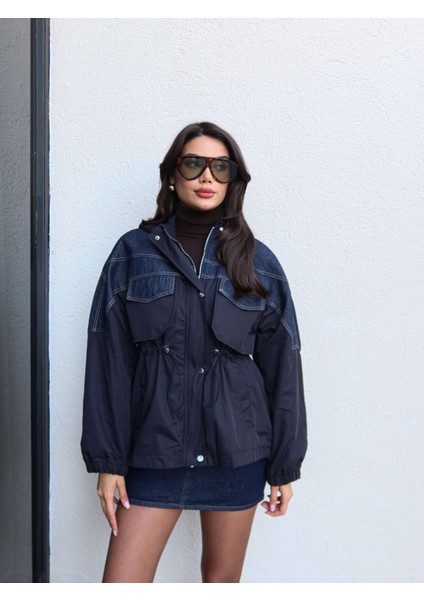 Denim Garnili Bel Büzgülü Mont fiyatları