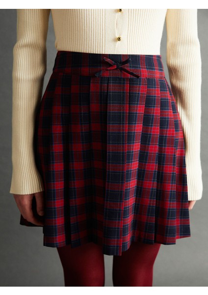 Yeni Sezon Dar Fit Ekose Kadın Pileli Etek modelleri