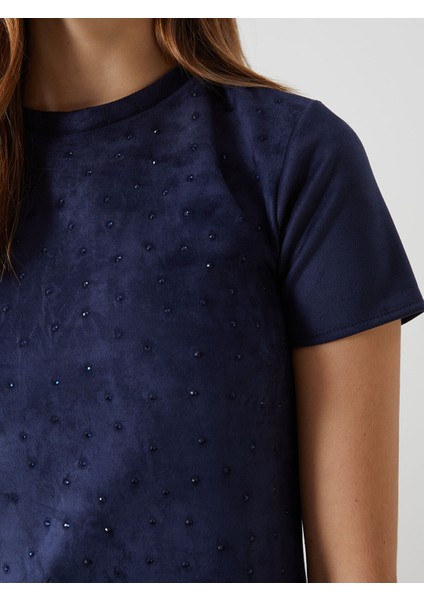 Yeni Sezon Bisiklet Yaka Taşlı Elbise modelleri