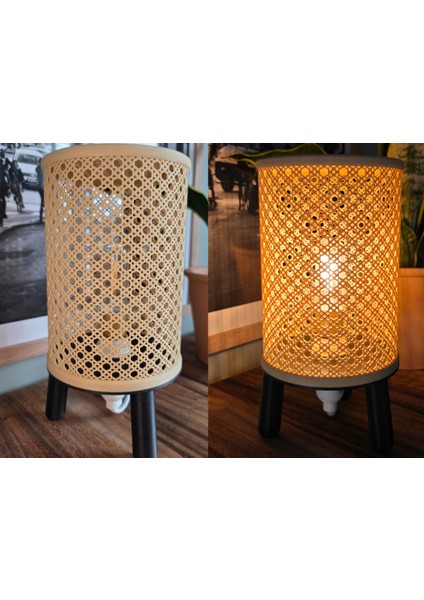 Modern Rattan Stili Abajur – Ortam Işığı Masa Lambası