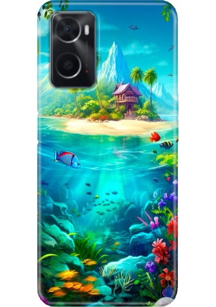 Oppo A76 Kılıf Silikon Tasarım Stok Island