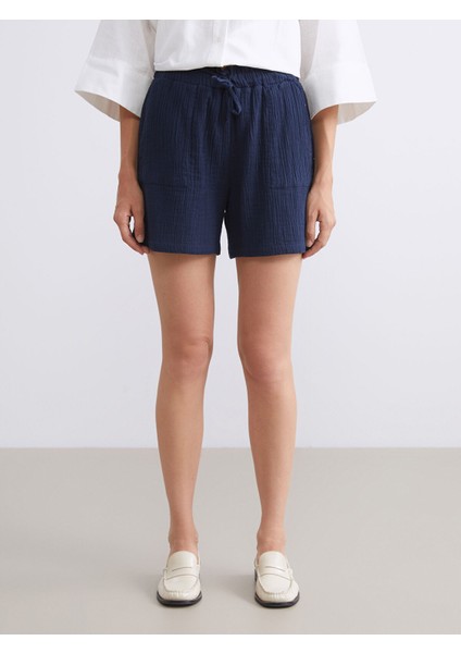 Yeni Sezon Beli Lastikli Dokulu Müslin Kadın Şort fiyatları