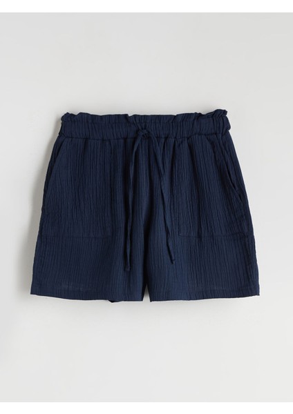 Yeni Sezon Beli Lastikli Dokulu Müslin Kadın Şort indirimleri