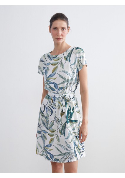 Yeni Sezon Bisiklet Yaka Çiçekli A Kesim Elbise modelleri