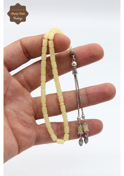 Gümüş Püsküllü Minik Boy Kapsül Kesim Ukrayna Damla Kehribar Tesbih 201024758