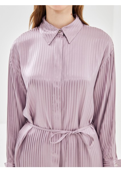 Yeni Sezon Çizgili Oversize Saten Kadın Gömlek Tunik modelleri