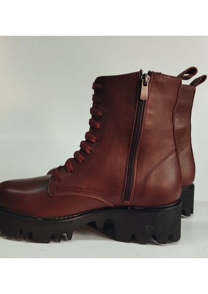 Kadın Hakiki Deri Bağcıklı ve Fermuarlı Eva Taban Taba Bot modelleri