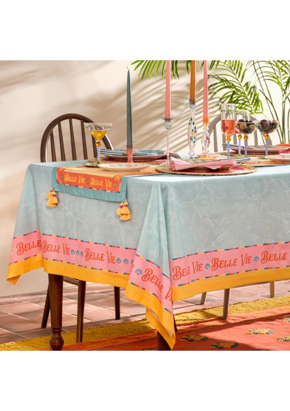 Nilüfer Dijital Baskılı Pamuk Masa Örtüsü 160x240 Cm Açık Yeşil fiyatları