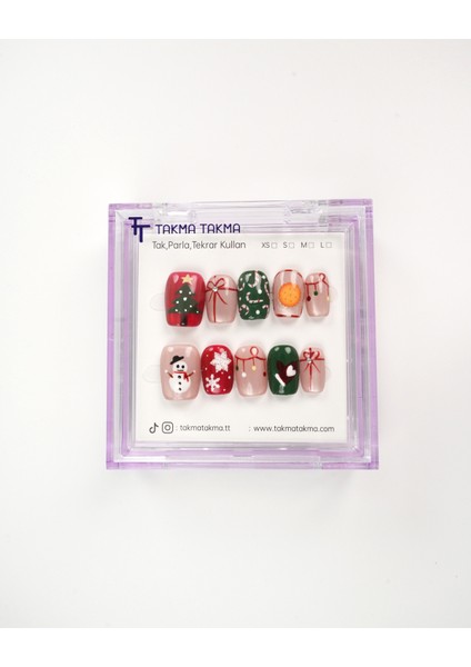 10'lu Renkli Orta Balerin OBL1553 Tekrar Kullanılabilir El Yapımı Protez Takma Tırnak - Renkli-M fiyatları