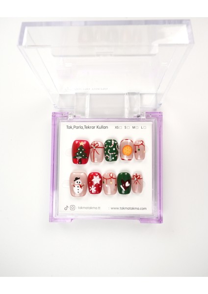 10'lu Renkli Orta Balerin OBL1553 Tekrar Kullanılabilir El Yapımı Protez Takma Tırnak - Renkli-M modelleri