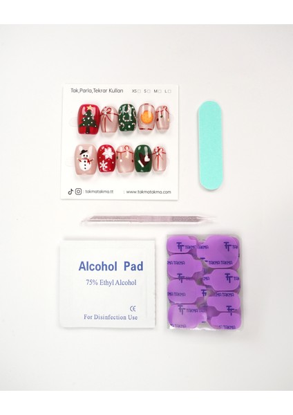 10'lu Renkli Orta Balerin OBL1553 Tekrar Kullanılabilir El Yapımı Protez Takma Tırnak - Renkli-M fırsatları