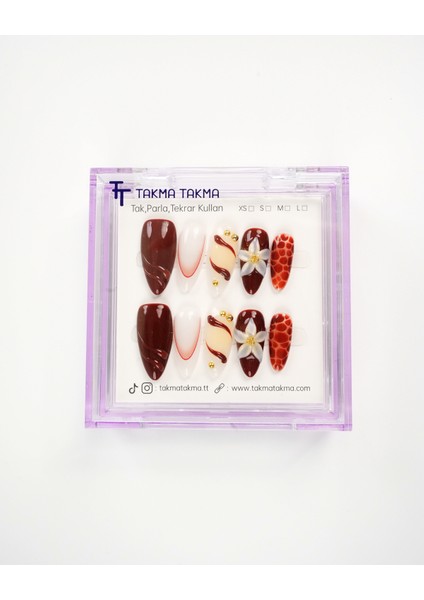 10'lu Renkli Orta Balerin OBL1553 Tekrar Kullanılabilir El Yapımı Protez Takma Tırnak - Renkli-M indirimleri