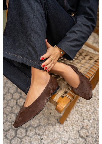 Joset Acı Kahve Küt Burun Düz Kadın Babet